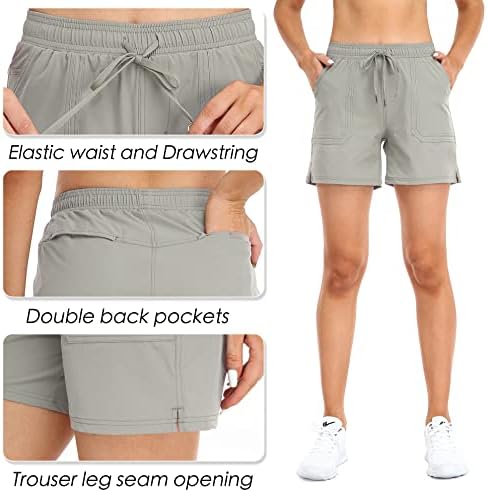 Shorts de caminhada feminina do Yamxdm, shorts de golfe, treino seco rápido de verão shorts com 4 bolso