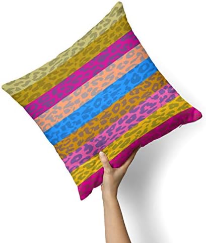 Iirov Neon listrado Cheetah Animal Print - decoração decorativa personalizada Casa de casas internas ou externas Capa de travesseiro mais almofada para sofá, cama ou sofá