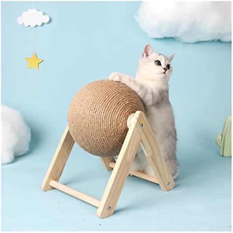 Cxdtbh gato arranhando bola madeira suporte móvel de estimação sisal corda bola brinquedo gatinho escalada scratcher