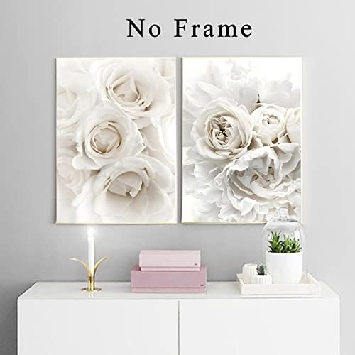 Picture White Rose Canvas Wall Flowers Branco Picture para sala de estar Quarto Pinturas de flores peônias brancas