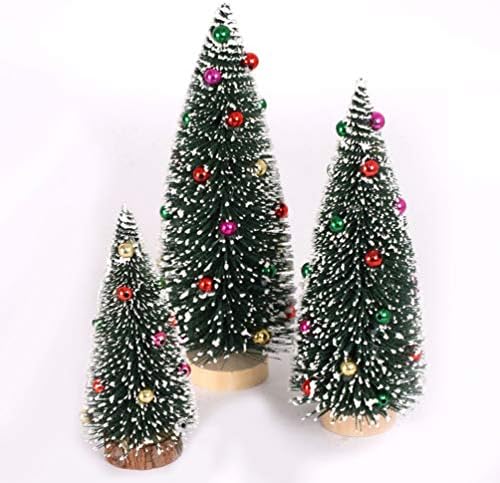 Árvore genérica de 2pcs Mini Christmas Tree Small Tree With Wooden Base Combattop Tree de Natal para Ornamentos