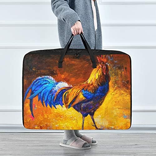 Mnsruu Blanket Storage Bag, Arte de galo Pintura de grande capacidade organizadores de cobertor para o edredom de