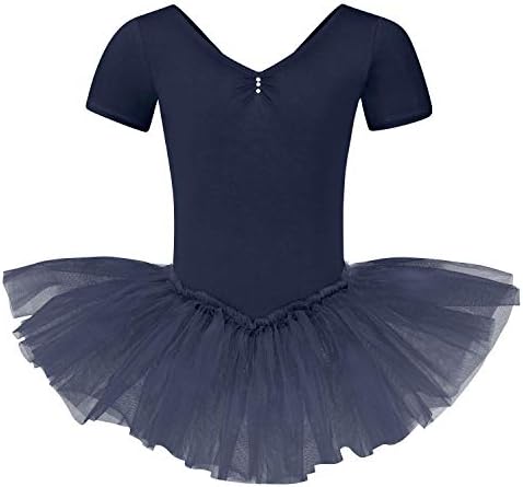Tanzmuster ® Girls 'Sleeved Ballet Tutu Leotard - NELE - com strass, feita de mistura de algodão, tule de 3 camadas