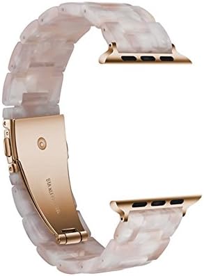 Herbstze para Apple Watch Band 38mm, Braça de banda de resina de moda com fivela de aço inoxidável