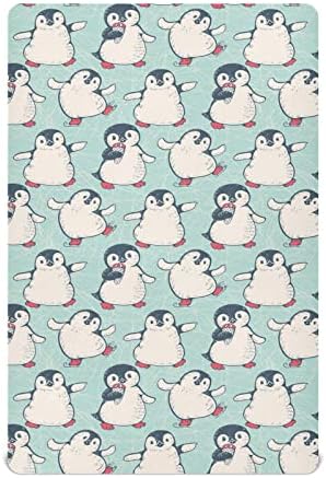 Lençóis de berço de pinguins fofos para meninos pacote meninas e lençóis folhas de berço respiráveis