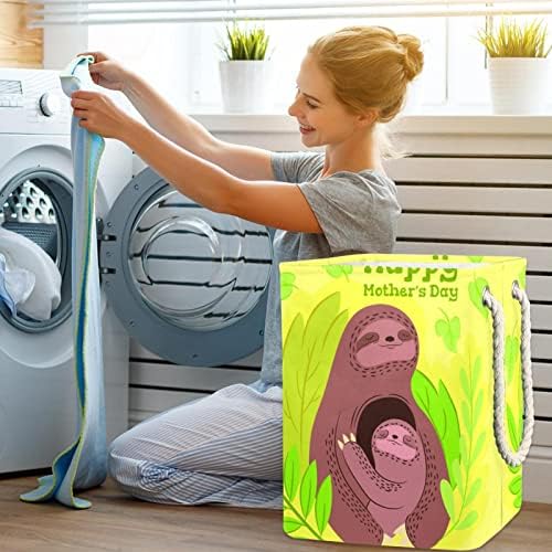 Mamãe e bebê preguiças grandes cestas de lavanderia suja calças de armazenamento de pano com alças
