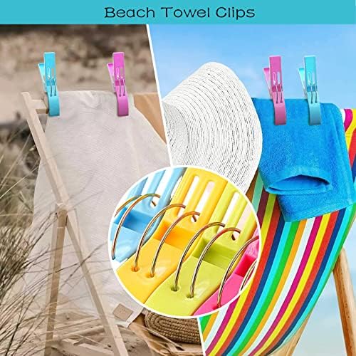 GUGEMEI 12 CLIPES DE TOLHAS DE PAIA PACO, Clipes de praia coloridos para cadeira de praia, clipes
