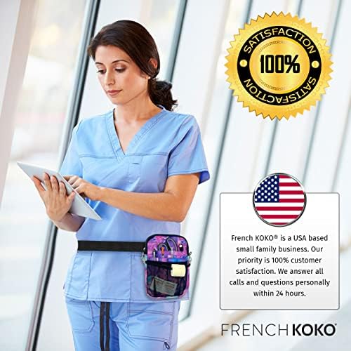 Enfermeira Médica Francesa Koko Fanny com sacola de viagem e extensão de bônus Strap Supplies de enfermagem Pacotes de enfermagem Mulheres organizadoras Bolsa da ferramenta UTI UTIN Vet Tech Saco de Bolsa de Mórbio Purple