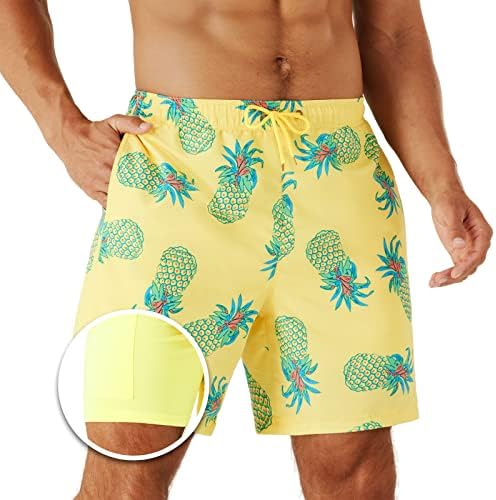 Turncos de natação masculinos com revestimento de compressão de praia seca rápida com bolsos para