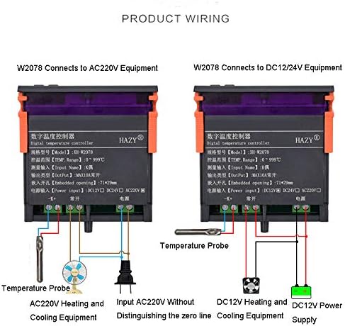 DC12V W2078 Controlador de temperatura digital Industrial TTHermoStat Switch