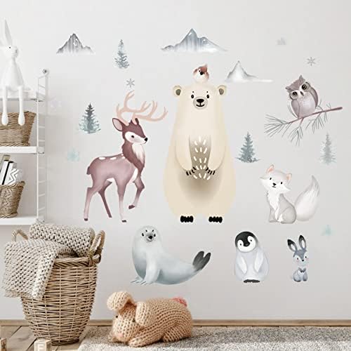 Maravilhas animais florestas adesivos de parede adesivos Arctic Polar Bear Penguin Casca e decalques de arte da parede de bastão para bebês berçário