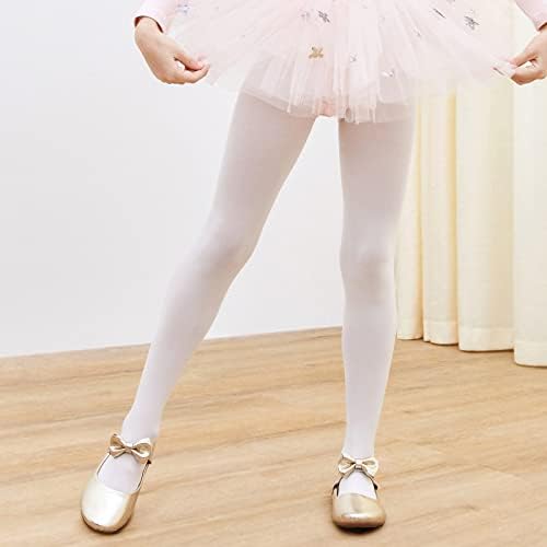 Domusgo Girls Ballet Leotards com saia removível 3t 4t meias brancas pretas sem costura manga curta ginástica