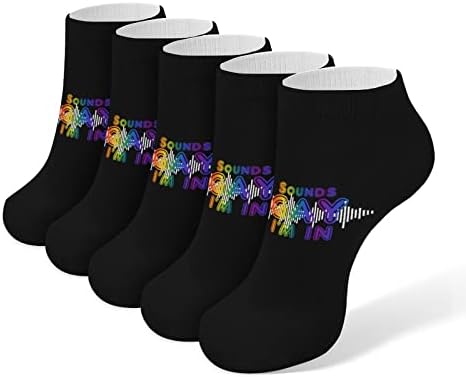 Parece gay, estou em LGBT 5 pares engraçados correndo tornozelo meias atléticas não-show meias amortecidas para homens mulheres