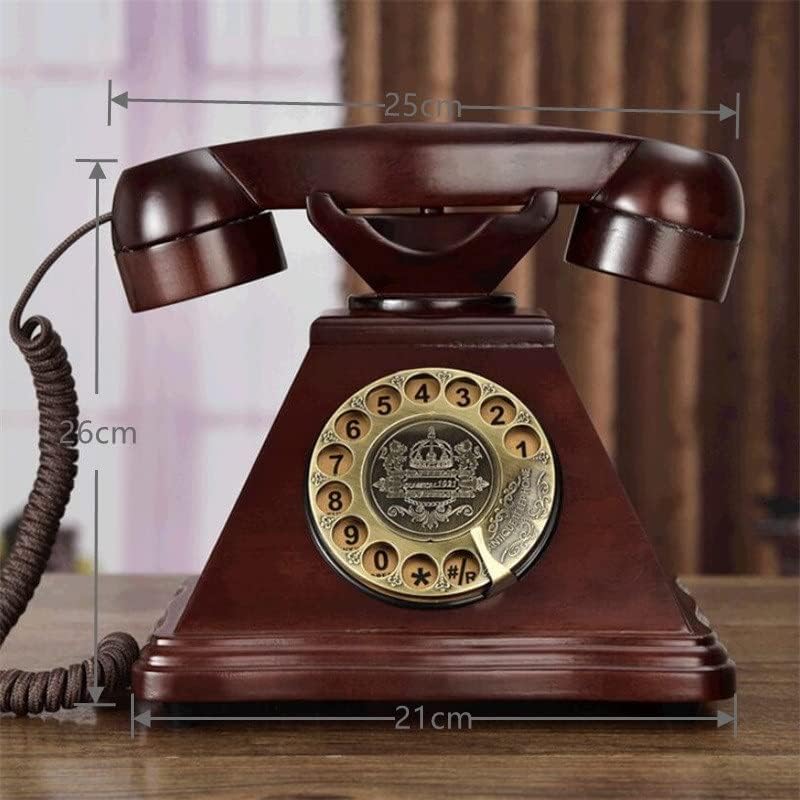 LEPSJGC Dial rotativo antigo telefone fixo Telefone europeu de madeira sólida retrô telefone telefone em casa telefones