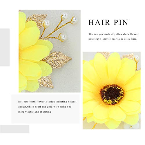 Aukmla Hair Hair Pins Gunflower Cabinete Floral Capacete Flore Leaf Jóias Pérolas de Pérolas de Pérola Acessórios