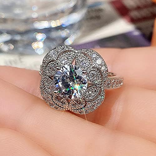 Moda feminina zircônia bling diamante retro anel de noivado anéis de casamento tamanho 4
