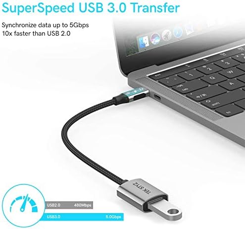 O adaptador TEK Styz USB-C USB 3.0 funciona para Bang & Olufsen H9 3rd Gen OTG Tipo-C/PD Male USB 3.0 Feminino Converter.