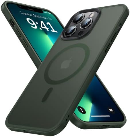 Maozis Strong Magnetic projetado para o iPhone 13 Pro Case, [Compatível com Magsafe] [Proteção contra queda de grau militar] Protetor à prova de choque, translúcido traseiro duro de costas finas para iPhone 13 Pro, Blue
