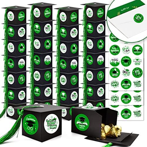 Algpty 2023 Favors de festa de graduação - 30pcs Caixas de doces verdes e pretas com aula de 60pcs de 2023