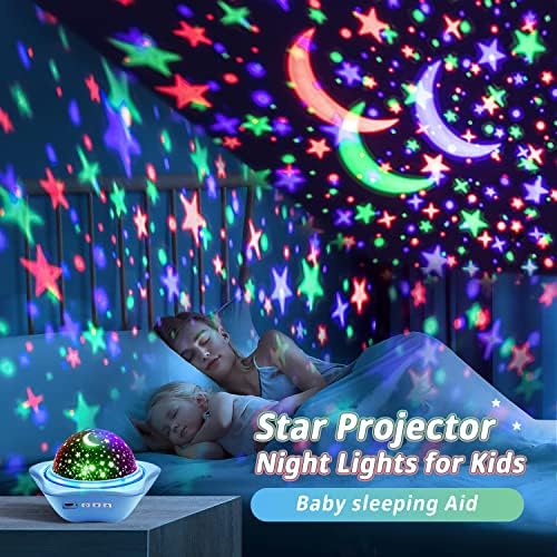 One Fire Night Light for Kids, 48 ​​Modos de Iluminação Luzes Estrelas para Quarto, 360 ° Girando+3 Filmes