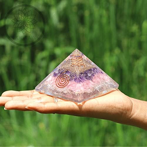 AASHITA CREAções Rose Rose Quartz Orgonite Energy Pyramid para cura de reiki e cálculos de cura de cristal