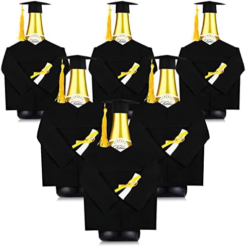 Aerwo 6 PCs Graduação Capas de garrafas de garrafas de graduação, mini -graduação de capa de manga de garrafa