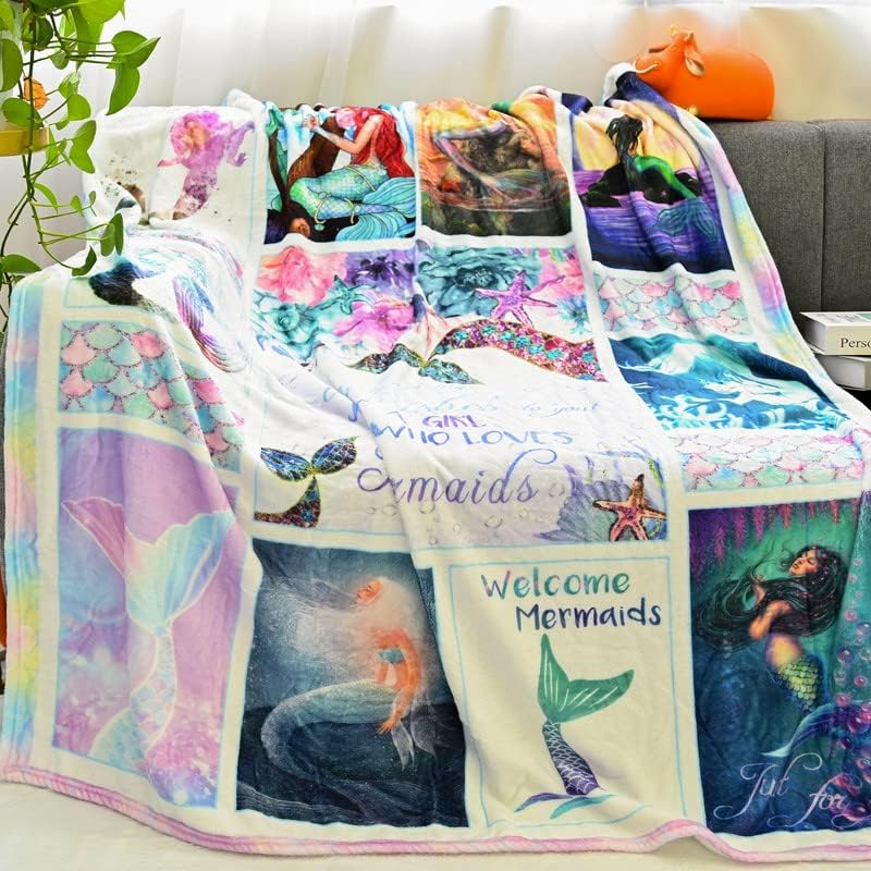 Presentes de sereia de Weallin para meninas Mermaid Blanket, presentes de sereia para mulheres,