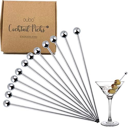 Cocktails Picks Picicks de dentes de aço inoxidável - Martini escolhe espetos de bebida de metal sofisticados