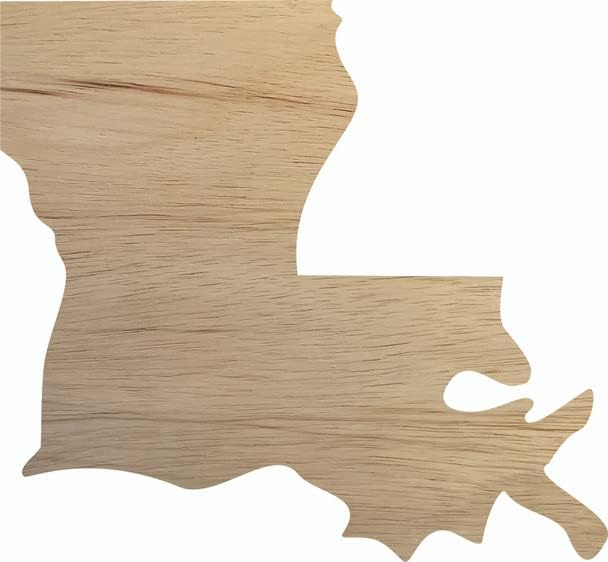 Louisiana Wooden State 22 Cutout, formato de estado de madeira real inacabado, artesanato