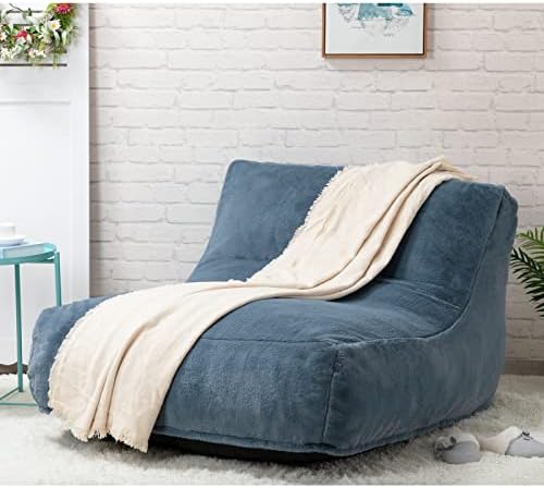Couch de lounge de pelúcia macia Peetepoe, cadeira de saco de feijão grande para casal para pais e filho, sofá cheio de espuma para sala de estar, quarto, dormitório, escritório, azul escuro