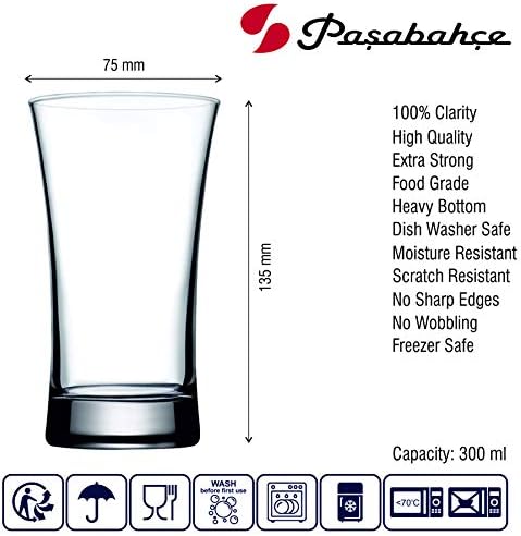 Pasabahce Azur Water/Juice Glass Tumbler de 300 ml 6 PCs Conjunto, transparente