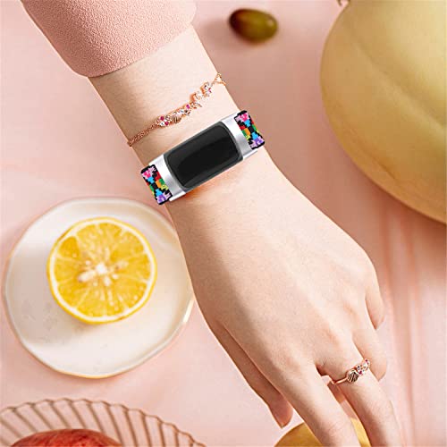 EIEUUK Relógio Banda Compatível com Fitbit Charge 5 Nylon Loop tira, elástico elástico elástico