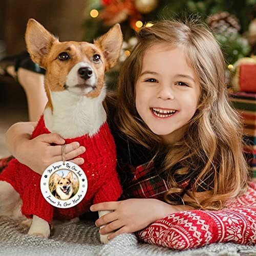 Juesmos Picture Frame Memorial Dog Memorial Ornamentos de Natal 2023 Ornamentos memoriais de cães para a árvore de Natal não mais ao nosso lado para sempre em nossos corações Gifes