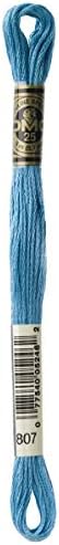 DMC 117-807 6 Floco de algodão de bordado de fios, azul de pavão, 8,7 jardas