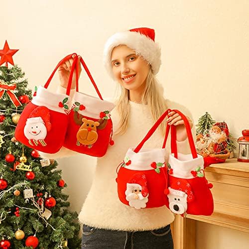 Bolsa de doces de Natal bolsas de presente de tecido de tecido de embrulho 3d bolsas de presente de natal