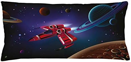 Capa de almofada de travesseiro de arremesso de arremesso externo lunarável, navio espacial com