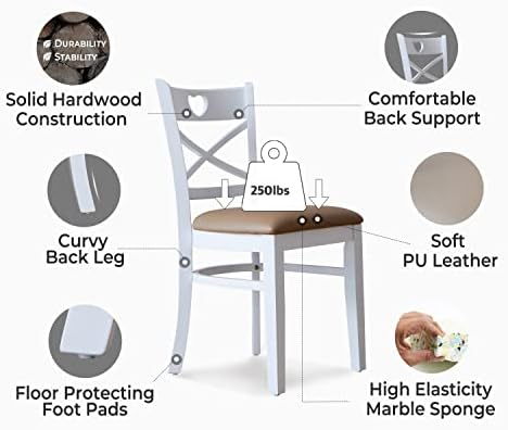 Cadeira de jantar com Livinia Heart X-Back Conjunto de 2, sólido Oak Oak PU PU Ótodo de Caso de Caso de Casos