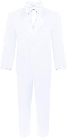 Meninos Conjunto de Tuxedo de 5 peças - inclui jaqueta formal, calça, camisa, colete e gravata