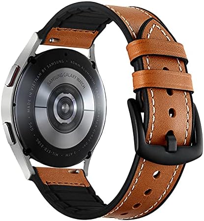 Banda de silicone de couro Aresh compatível com Samsung Galaxy Watch 5 Band, 20mm relógio de relógio Substituição