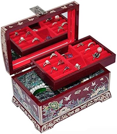 Jóias caixas de peito caixas de jóias baú de jóias portáteis clássicas com espelho 2 camadas Caixa de armazenamento