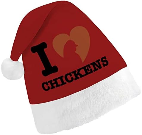 Eu amo galinhas chapéu de natal chapéu de Papai Noel para adultos unissex conforto confort clássico