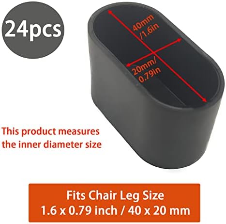24pcs oval de cadeira ao ar livre tampas da perna, pernas de cadeira de plástico Protetores de piso, 20x40 mm