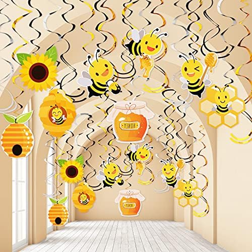 30 peças Bee pendurado decorações de redemoinho de abelha pendurado redemoinho de folha de teto