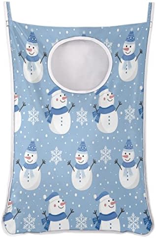 Christmas Snowflake Door Solping Laundry Horting Bag, Winter Snowman Leundry Tester Sacos dobráveis, Saco