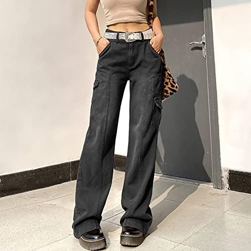 Miashui Jean Bell Bottom Pants for Women Plus Size Size Moda Casual Casual Caia Alta Chaz Multi