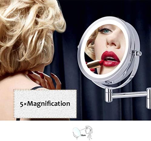 Larro Montado de parede de 8,5 polegadas espelho de maquiagem 5x Vanificação Vanidade Espelho livre rotação