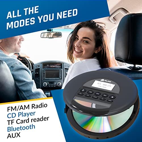 Klim Boombox System de áudio portátil FM CD player Bluetooth e Nomad CD player portátil Walkman com pacote
