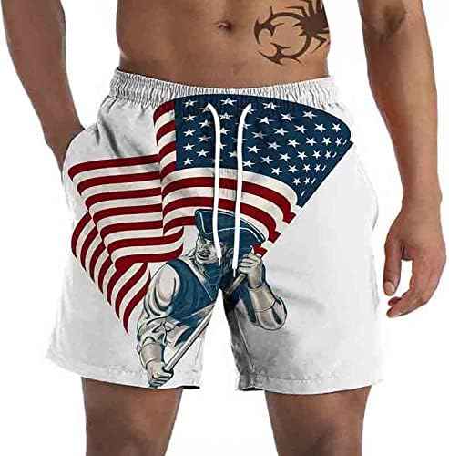 Shorts de tábua casual para homens bandeira 3d impressão de moda de praia de roupas de banho shorts shorts rápidos do dia da independência seco
