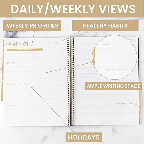 Bloom Daily Planners 2023-2024 Planejador de dia acadêmico - Organizador semanal/mensal da agenda com tabula