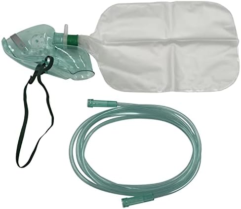5pk adulto alongado máscara de oxigênio não refreatória com tubulação resistente à esmagamento de 6,8 pés